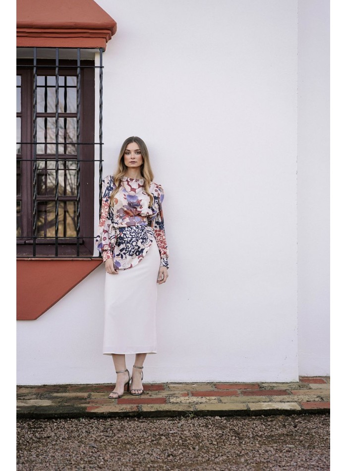 Jupe midi droite blanche