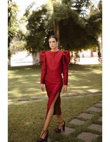 Jupe midi d'invité en brocart fleuri