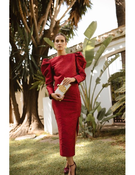 Jupe midi d'invité en brocart fleuri