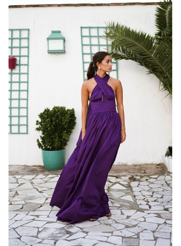 Longue robe violette avec jupe maxi et top...