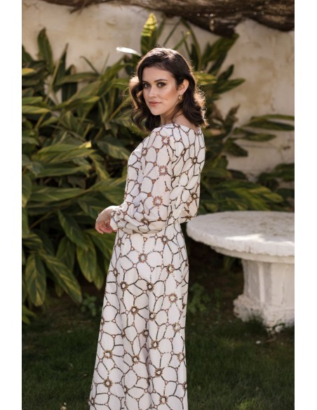 Robe midi avec paillettes cuivrées et manches longues