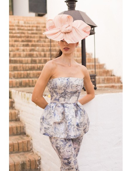 Brocade strapless peplum top in brocade