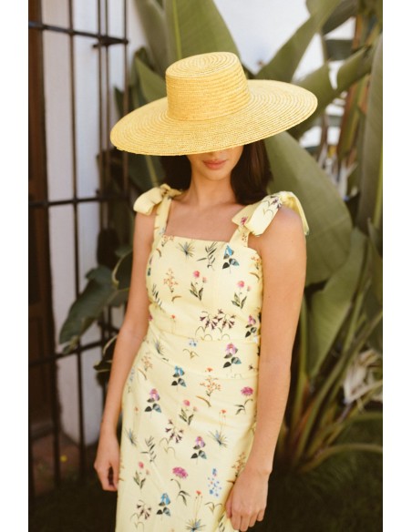 Top amarillo con estampado floral y lazadas para ocasiones especiales Top amarillo con estampado floral y lazadas para ocasiones especiales