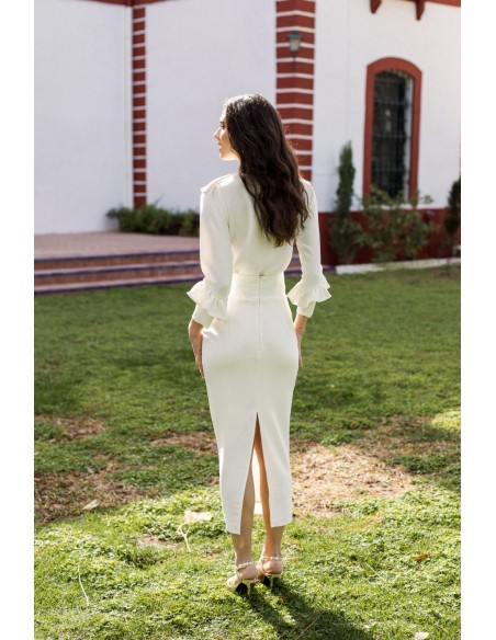 Jupe de fête midi brute avec fente au dos