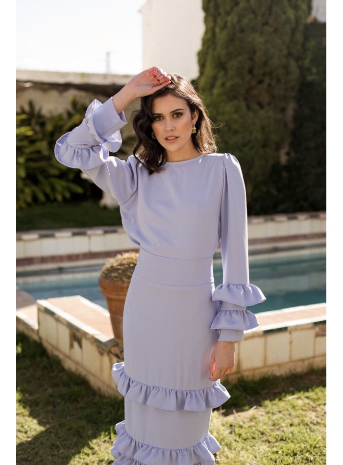 Light blue party blouse with long sleeves and...