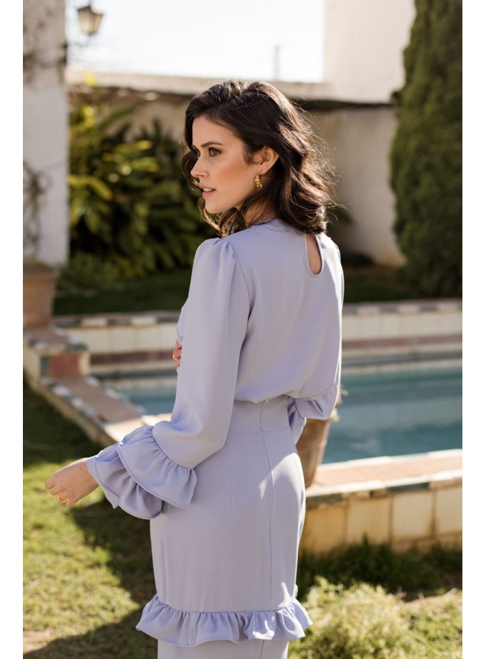 Light blue party blouse with long sleeves and...