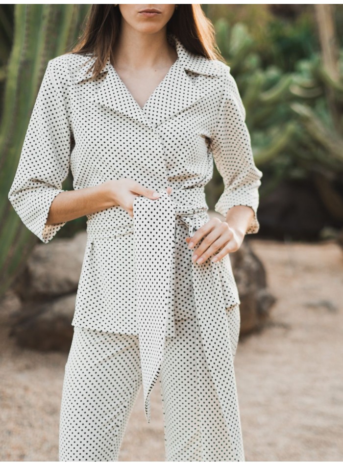 Veste croisée avec imprimé à pois