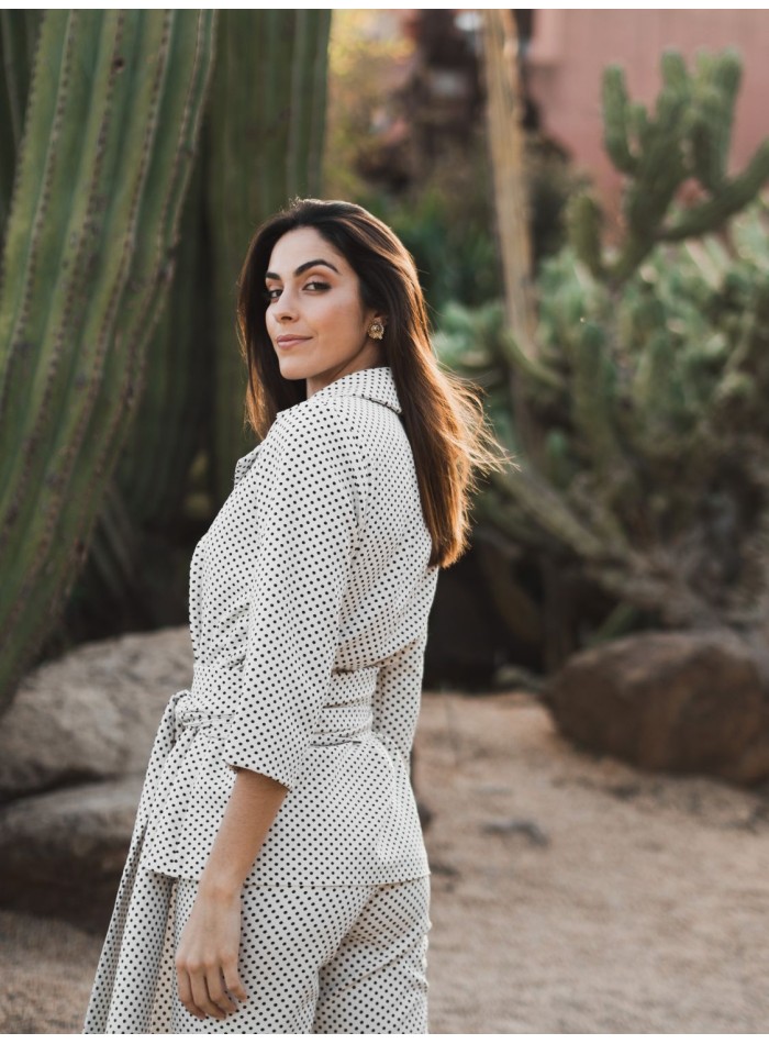 Crossed jacket with polka dot print