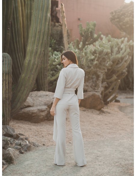 Flared pants with polka dot print