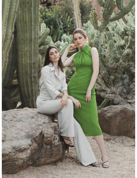 Pantalon évasé avec imprimé à pois