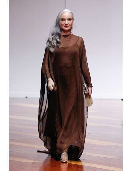 Chocolate brown midi lingerie dress with straps