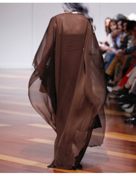 Longue cape de fête en organza brun chocolat