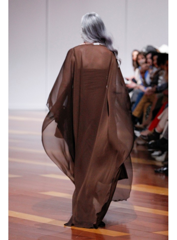 Chocolate brown organza long party cape