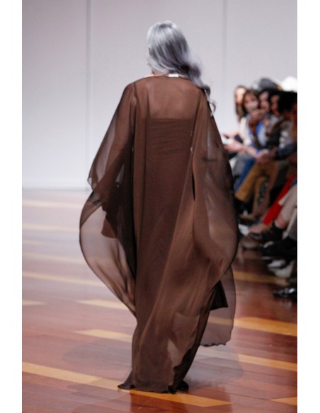 Longue cape de fête en organza brun chocolat