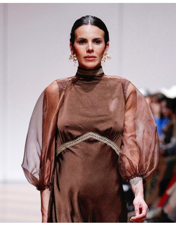 Manches en organza brun chocolat 2