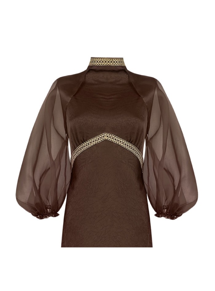 Manches en organza brun chocolat