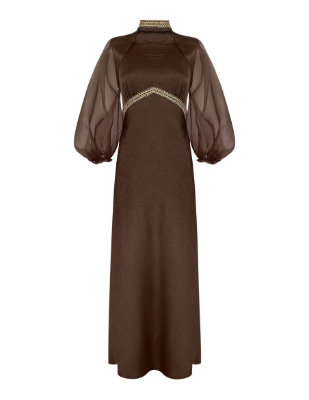 Manches en organza brun chocolat