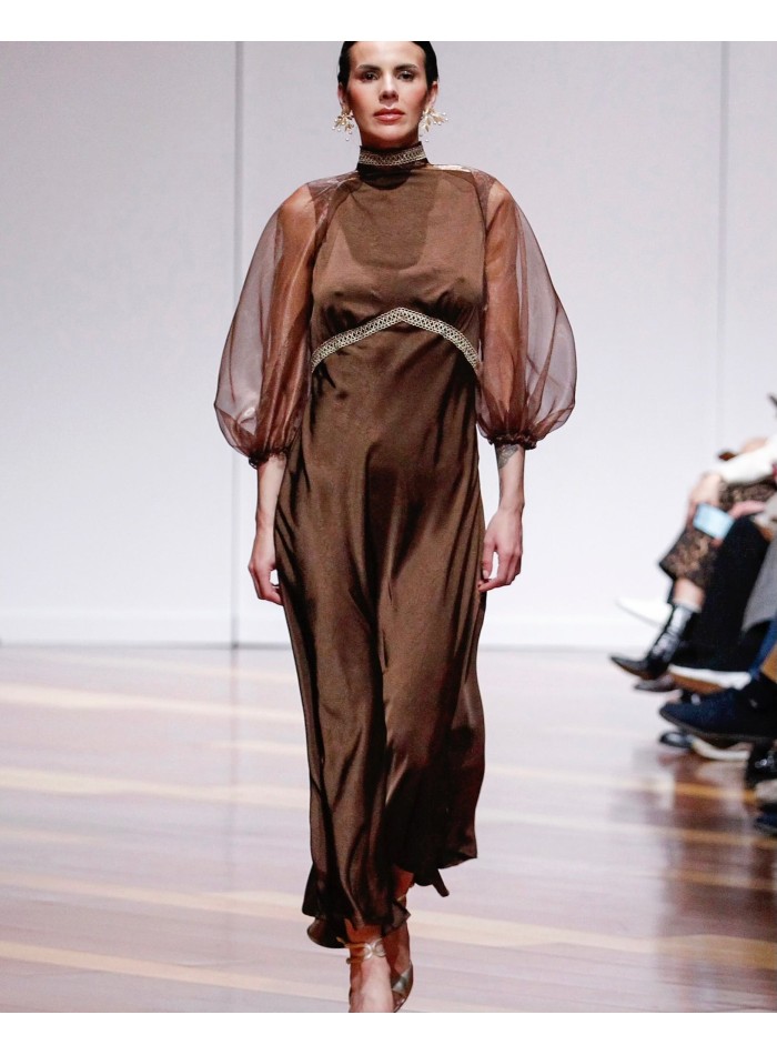 Manches en organza brun chocolat