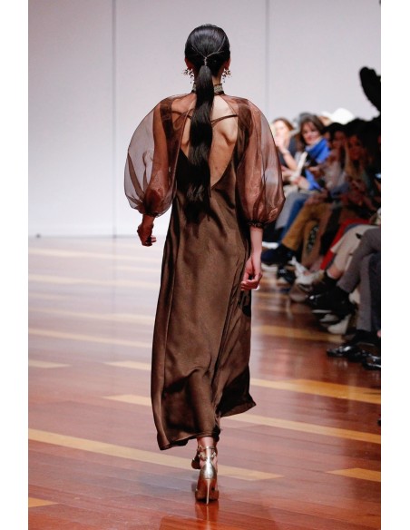 Manches en organza brun chocolat