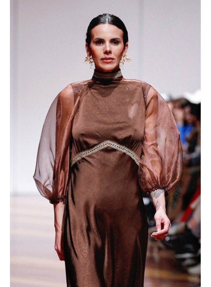 Manches en organza brun chocolat