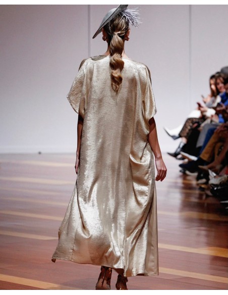 Gold silk long party caftan