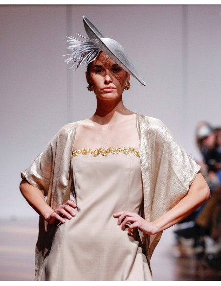 Gold silk long party caftan