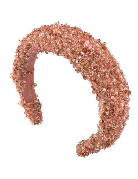 Bandeau rose avec détails en strass