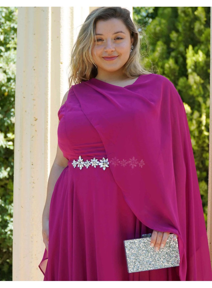 Robe de soirée longue avec manches cape et...