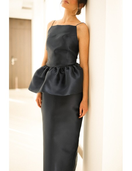 Navy blue peplum top with straps