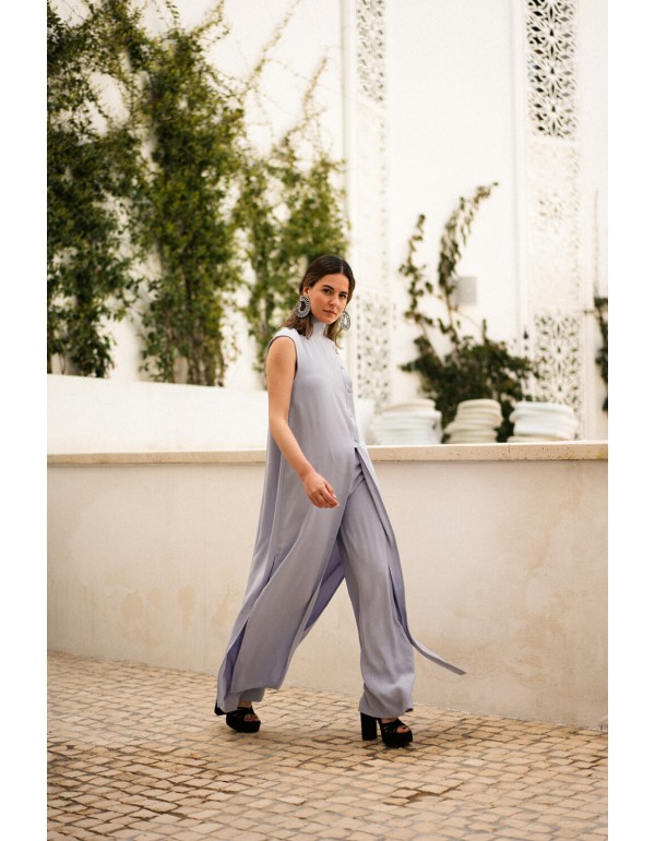 Long straight lavender pants with pockets 2