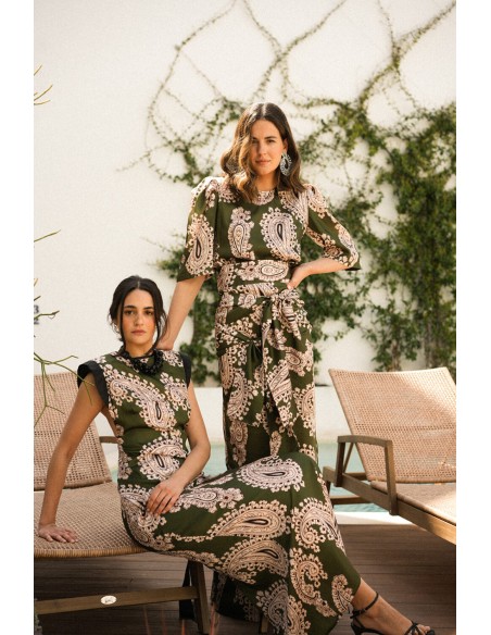 Ethnic green printed short sleeve top