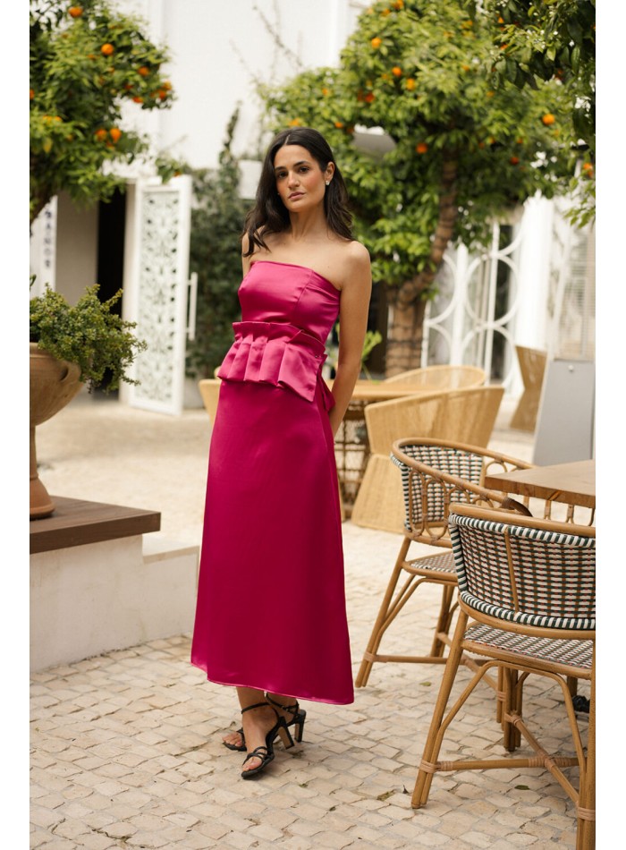 Fuchsia fuchsia flared midi skirt with invisible zipper