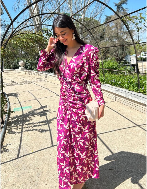 Vestido para invitada midi con manga abullonada y... 2