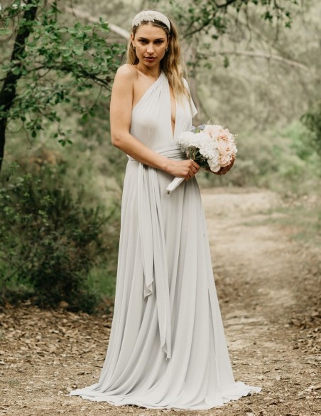 Robe longue de fête multipositions avec fente latérale