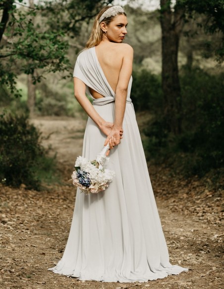 Robe longue de fête multipositions avec fente latérale