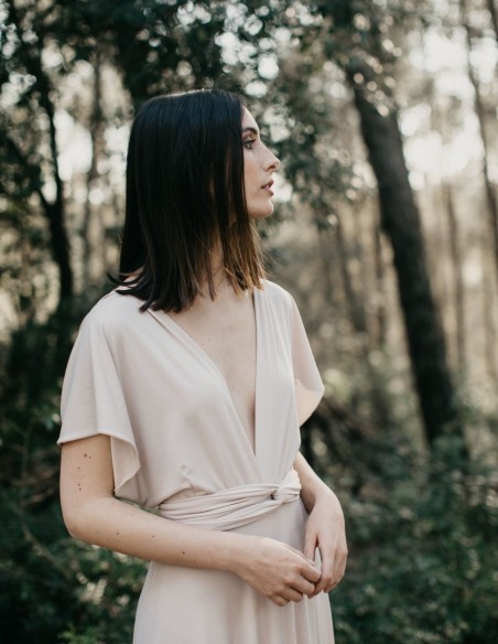 Robe longue de fête multipositions avec fente latérale