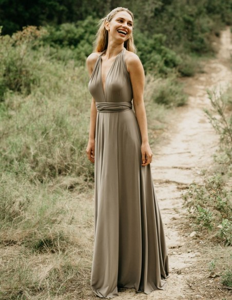 Robe longue de fête multipositions avec fente latérale