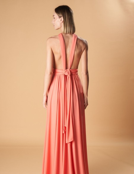 Multi-position long party dress with side slit