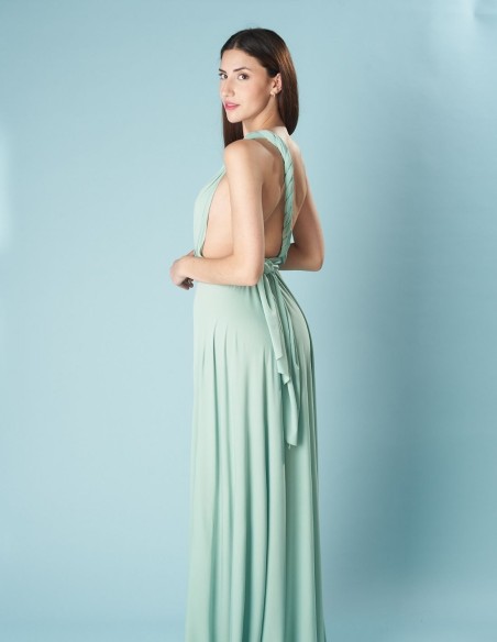 Multi-position long party dress with side slit
