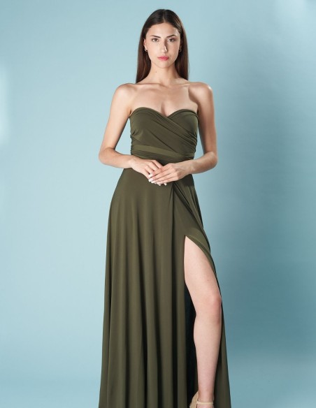 Robe longue de fête multipositions avec fente latérale