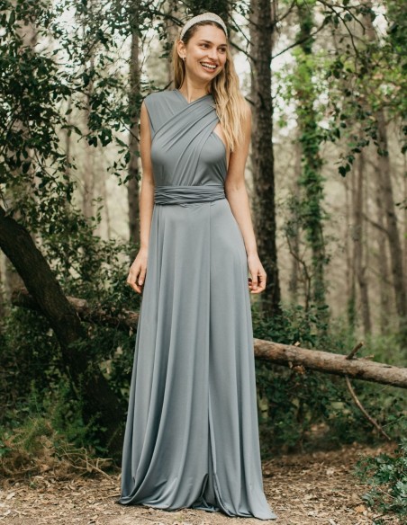 Robe longue de fête multipositions avec fente latérale