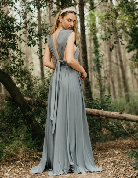 Robe longue de fête multipositions avec fente latérale