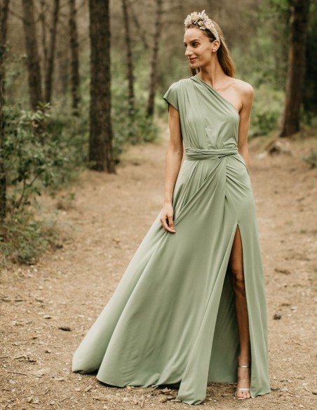 Robe longue de fête multipositions avec fente latérale