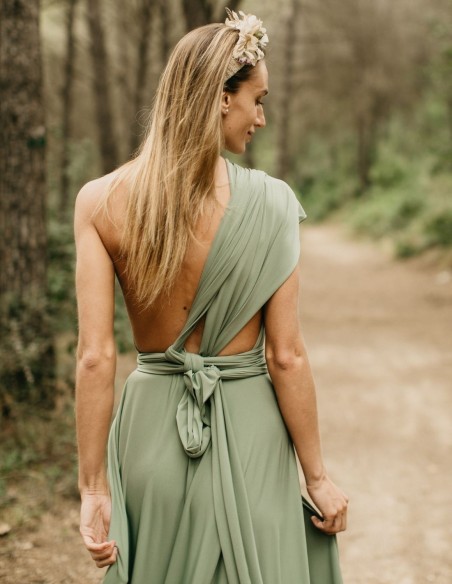 Robe longue de fête multipositions avec fente latérale