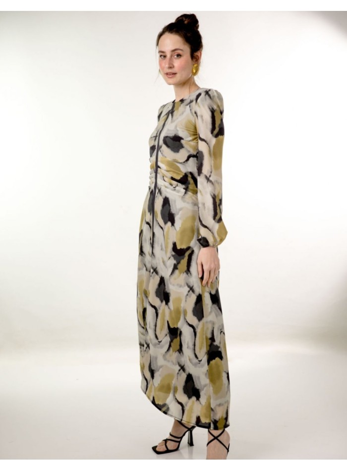 Robe midi en mousseline de soie imprimée avec...