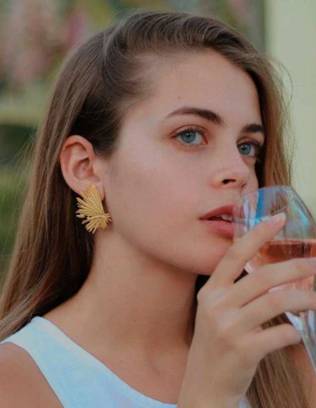 Boucles d'oreilles plaquées or avec lignes irrégulières plaquées or