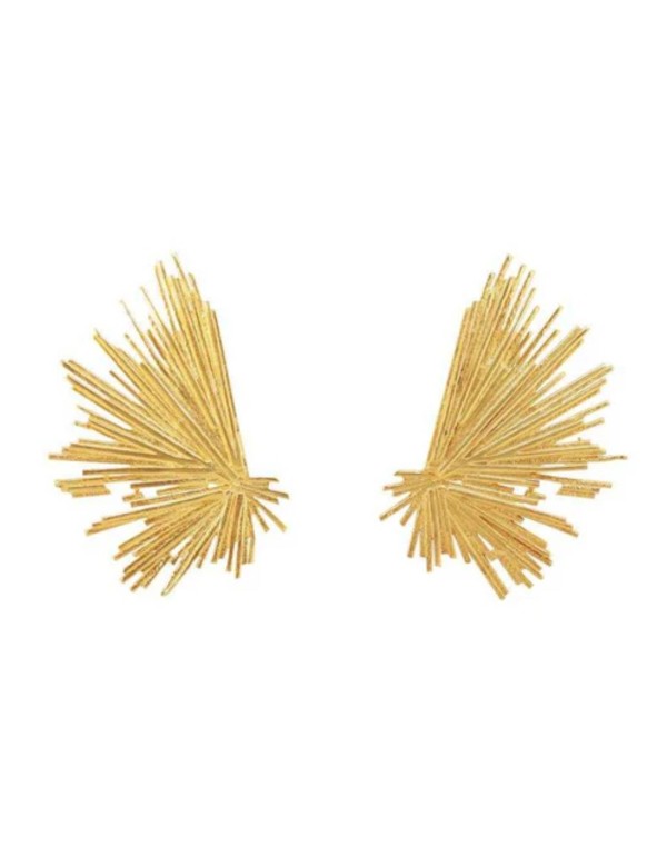 Boucles d'oreilles plaquées or avec lignes irrégulières...