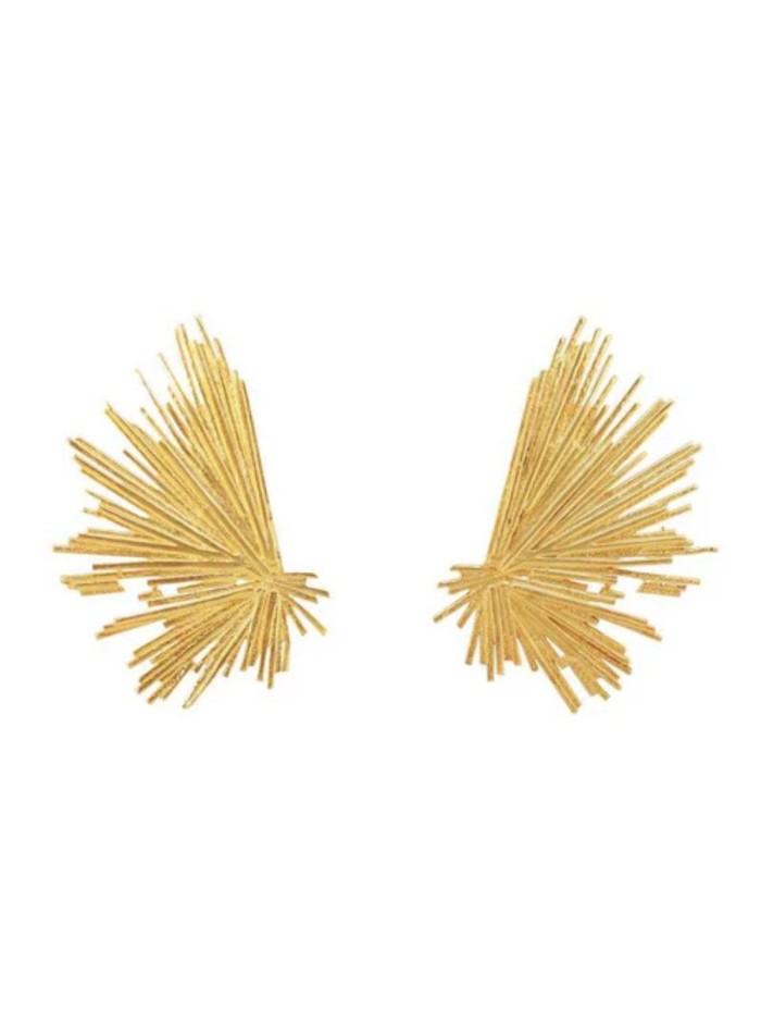 Golden earrings with irregular golden lines