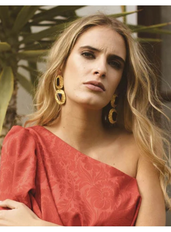 Boucles d'oreilles de fête plaquées or avec...