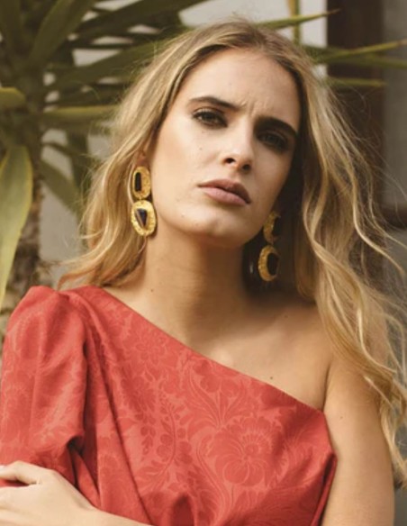 Boucles d'oreilles de fête plaquées or avec pierres irrégulières